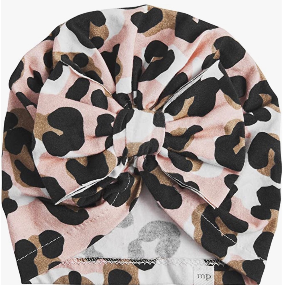 NWT Mud Pie Pink Leopard Bow Hat sz 6-18m